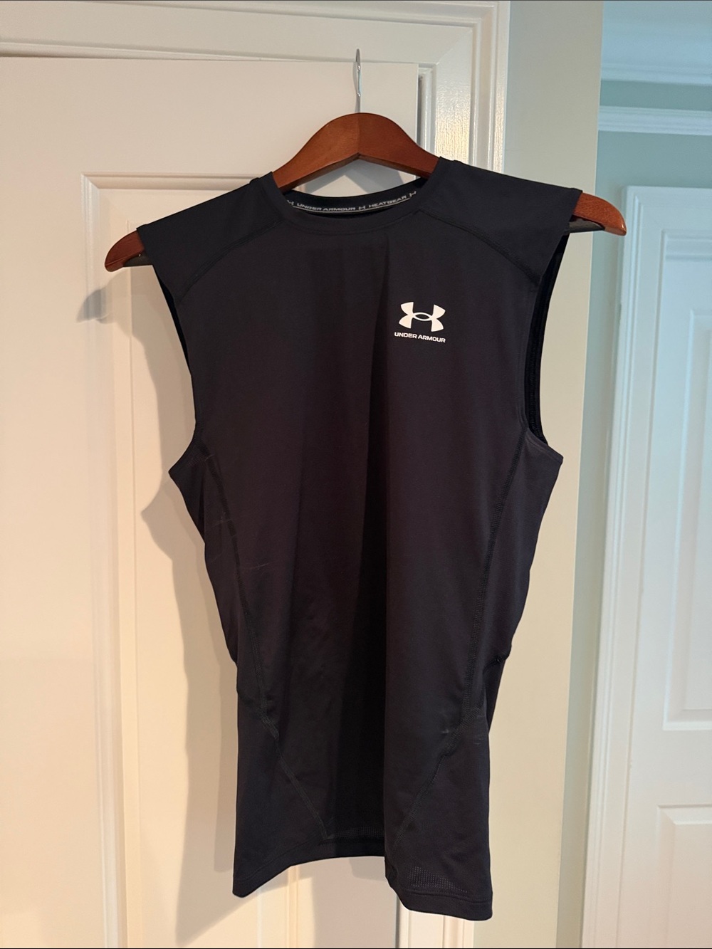 Under Armour Black Sleeveless Training Top with White Logo